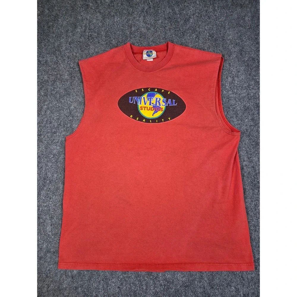 Vintage Universal Studios Tank Top Mens 2XL Red Escape Reality‎ Muscle Tee